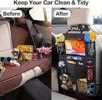 Car Backseat Organizer, Kids Seat Pockets, Back Seat Protector, Durable Strong Straps, Touchable Tablet Holder, Easy Wash, 10 Storage Pockets, 2 Pack Set