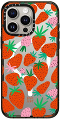 CASETiFY Impact Case for iPhone 15 Pro Max [4X Military Grade Drop Tested / 8.2ft Drop Protection/Compatible with Magsafe] - Pattern Prints - Strawberries - Clear Black