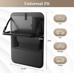 Coverado Car Backseat Organizer with Tablet Tray, Nappa Leather Organizer for Car Seat Back, Waterproof Car Seat Organizer with Touch Screen, Seat Protector Kick Mats for Kids
