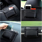 BetterJonny 2 Pcs Car Side Pocket Organizer, PU Leather Car Seat Side Storage Pocket Multifunctional Auto Console Side Storage Bag for Car Interior Organizer