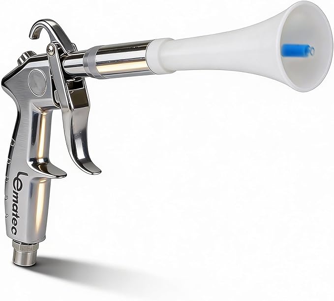 LE LEMATEC Tornado Air Gun for Air Compressor - 4000 RPM, Compact & Lightweight, Low Noise - Ideal Air Gun for Car Detailing and Cleaning Upholstery, Carpets, Furniture