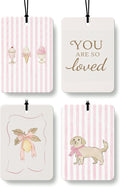 Retro Pink Coquette Bow Lemon Cologne Car Air Freshener 4 Pcs, Preppy Ice Cream Dog Hanging Air Freshener for Cars Bathroom Dorm Books Decor, Cute Girly Accessories Gifts for Women Girls