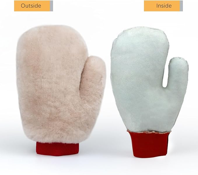 Gracefur Ultra-Soft Car Wash Mitt Lambswool Wash Mitt with Thumb, Scratch-Free Sheepskin Wash Mitt Extra Large Cleaning Gloves for Cars, Trucks, SUVs, Motorcycles Detailing