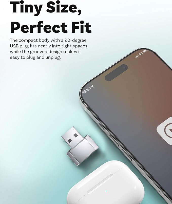 OTTOCAST USB-C Mini 3.0 Wireless CarPlay & Android Auto Adapter – for Apple iPhone/AndroidPhone, 2-in-1 Multi-User Type-C Wireless Bluetooth Dongle, for Cars with Wired CarPlay/Android Auto (Silver)