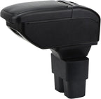 AULPHIKE Compatible with Nissan NV200 Armrest Car Center Console Organizer Armrests Double Layer Storage with USB Ports（Carbon Fiber Style）