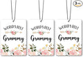 Grammy Grandma Gifts Car Air Freshener Accessories 3pcs,World's Best Gifts for Granmda Christmas, Pink Flower Rustic Hanging Scent Lavender Fragrance Card for Women Closet Bathroom Home Decor