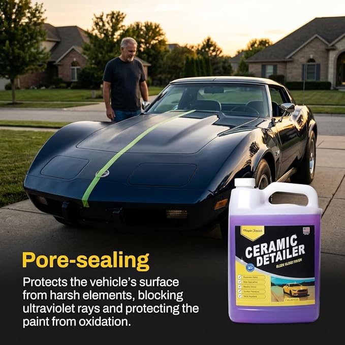 Magic Finish Ceramic Detailer (1 Gallon) – High-Gloss Ceramic Spray Coating for Sleek Glossy Finish and Paint Protection – Car Detailing Supplies for Waxed Painted and Coated Surfaces