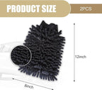 2 PCS Car Microfiber Wash Mitt, 5.51In X 9.05In Chenille, for Car Washing, Elastic Cuff Multi-Purpose Wash Mitt Cleaning Kit (Black)