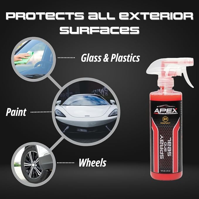 Apex Spray and Seal Bundle with Apex Wheel Cleaner - Ceramic Maintainer and Sealant - Proprietary Iron/Brake dust Remover - Professional Detailing Supplies