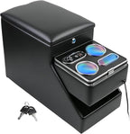 Center Console Organizer for Minivans, SUVs & Middle Van Seats - Floor-Mounted Lockable Storage Box with Dual Cup Holders & 7-Color Ambient Light, Ideal for Vehicle Interior