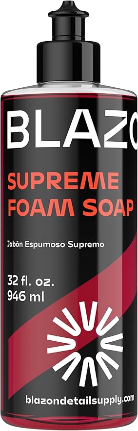 BLAZON Supreme Foam Soap (XL 32 oz) Insanely Foamy Streak-Free Car Wash Soap for Max Cleaning Power- Foam Cannon, Gun, or Bucket Wash- Cars, Trucks, RVs, Boats, More– Strawberry Banana Scent