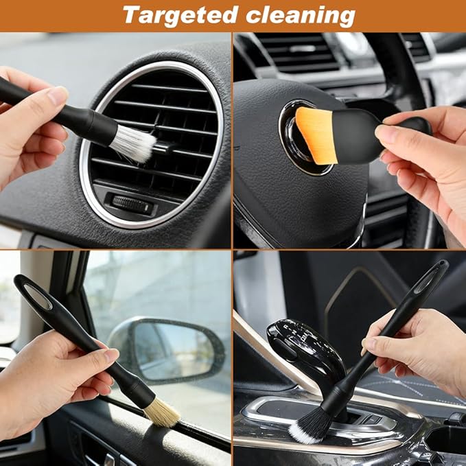 6PCS Car Interior Detailing Brush Set, Ultra Soft Boars Bristle Detailing Brushes for Cleaning Interior or Exterior, Emblem, Wheels, Air Vent, Leather Seats, Car Accessories for Truck, SUV