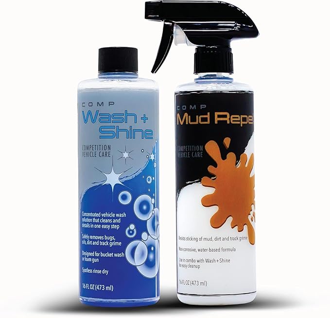 Molecule Competition Wash and Shine + Mud Repel, Hi-Foaming, Spot-free rinse, Removes Rubber Marks, Oils, and Dirt, ATV and Snowmobile, For use with Metals, Plastics Vinyl, Rubber, 16 Ounces (1 Kit)