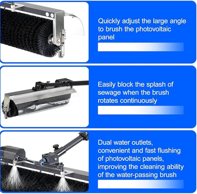 Electric Solar Panel Cleaning Tool with Roller Brush and Water Fed Pole for Efficient Photovoltaic Maintenance