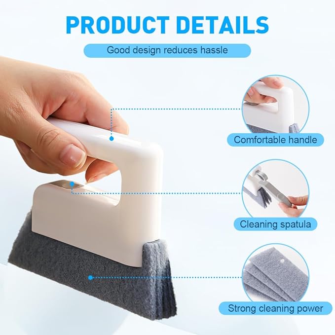 Magic Window Track Cleaner, 2026 Upgraded Handheld Cleaning Brush Set, Creative Cleaner Brushes Tools for Window lides Gaps, Sliding Door Track, Tile Lines Shutter Car Vents (3pcs Grey)