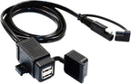 MOTOPOWER MP0609C 3.1Amp Waterproof Motorcycle Dual USB Charger Kit SAE to USB Adapter Cable Phone Tablet GPS Charger