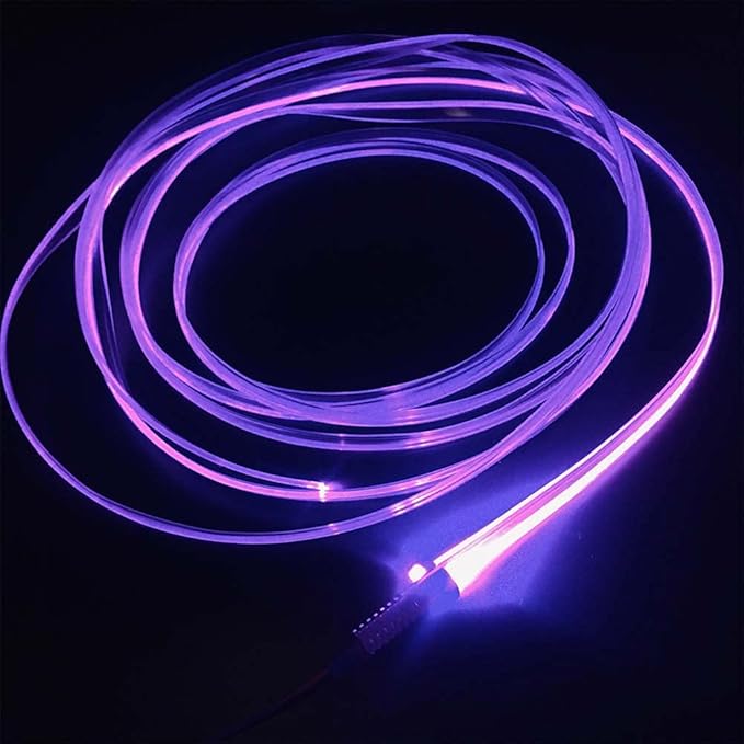 2mm 5meters Car Home LED Ambient Plastic Optic Fiber Light Source Kit Tool Free (5V USB,Purple)
