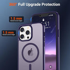 SUPFINE Magnetic for iPhone 13 Pro Max Case (Compatible with MagSafe) (Military Grade Drop Protection) Translucent Matte Shockproof Phone Cover,Dark Purple