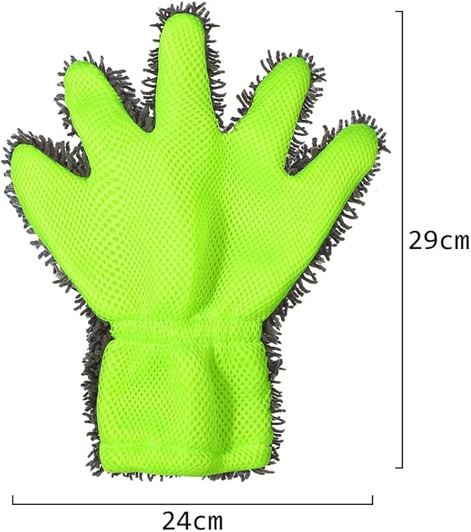 2 Pack Chenille Microfiber Car Wash Mitt 5-Finger Auto Dusting Gloves Scratch-Free&Lint-Free Car Washing Gloves for Car Detailing Trucks SUV RV Home Cleaning Mitts
