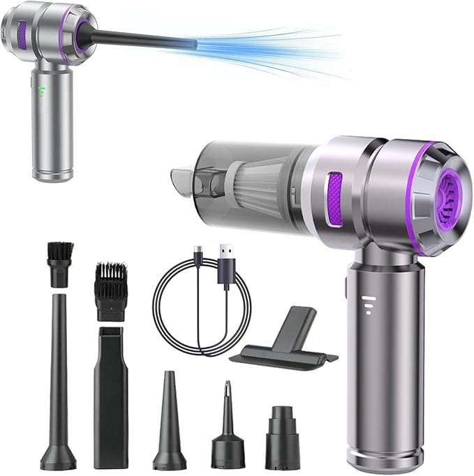 Handheld Car Vacuum Cleaner and Air Duster,18000pa Suction,120W High Power Mini Vacuum 4-in-1 Compressed Air Duster & Air Blower & Pump Hand Held Vacuum with Brushless Motor for Car,Home,Pet