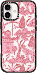 CASETiFY Impact Case for iPhone 16 Plus [Slim / 8.2 ft. 4X Military Grade Drop Protection/Compatible with Magsafe] - Cheetah Paradise Pink - Clear Black