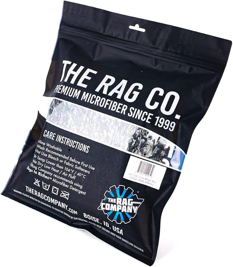 The Rag Company – The Cyclone Ultra Wheel Mitt – Perfect for Wheels, Grills, and Tight Areas; Proprietary Microfiber Blend; Easily Releases Contaminates Upon Rinsing, 6in x 7in, Black/Grey (2-Pack)