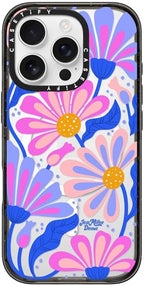 CASETiFY Impact Case for iPhone 16 Pro [8.2ft 4X Military Grade Drop Protection/Compatible with Magsafe] - Mystic Daisy - Clear Black