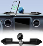 Phone Holder for Jeep Wrangler JL 4XE 2021 2022 2023 Accessories Car Magnetic Phone Mount Compatible with MagSafe, Strong Magnets Fast Wireless Charger Dashboard Mount Dash Tray(Not Fit 4X4/Gladiator)