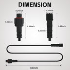 4 PCS 4FT 3 Pin RGB Rock Light Extension Wire, Design for Our Brand's Rock Lights, Other Brands Must Meet The Conditions of which Length of The Male Plug is 0.24 Inches and The Female is 0.39 Inches
