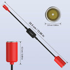 J&D USB C Male to 12V Car Cigarette Lighter Socket Female Converter Cable, 12V 18W Power Cable for Dash Cam, GPS, Car LED Light Strips, Red, 1 ft