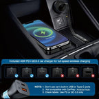 Wireless Charging Pad for Car, REESTECQI 15W Wireless Car Charger Pad Type C Charging Mat Non Slip [PD 40W Car Charger Incl] for Airpods iPhone 16/15/14/13/12, Samsung S24/S23/S22 (30CM Cable)
