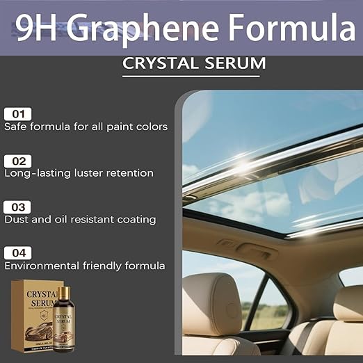 PTZ Crystal Serum – Advanced Graphene Ceramic Coating for Cars, High Gloss Crystal Coating for Car, 9H Graphene Coating for Auto Car Detailing, Easy Apply Paint Shine Protection (1PCS)