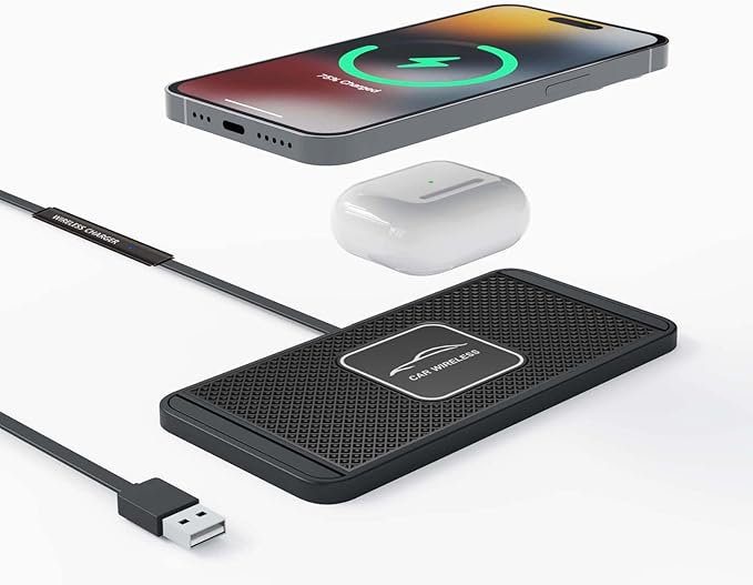 Wireless Charging Pad Qi Fast Charge Mat QC 3.0 Car Charger Adapter Kit for iPhone 15 14 13 11 Pro Max 8 Plus X XR Xs Moto Google LG Samsung Note 20 Galaxy Buds S20 S21 S22 S23 S24 S25 Android Phones