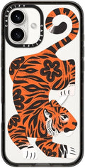 CASETiFY Impact Case for iPhone 16 Plus [Slim / 8.2 ft. 4X Military Grade Drop Protection/Compatible with Magsafe] - Fierce Tiger - Clear Black