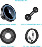 Magnetic Wireless Charging Phone Holder with 20mm Ball Mount for MagSafe Charge, [Heavy-Duty] 20mm Ball for MagSafe Charger Compatible with Bulletpoint Mounting Solutions