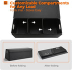 Fyzeoty Car Organizers and Storage - Trunk Organizer for Suv Car,Car Trunk Leather Storage Box,Extra Large,Magnetic Lid,Collapsible and Adjustable Trapezoidal-Black