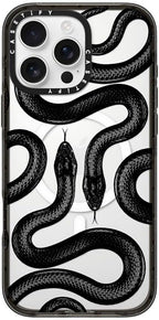 CASETiFY Impact Case for iPhone 16 Pro Max [Slim / 8.2 ft. 4X Military Grade Drop Protection/Compatible with Magsafe] - Black Kingsnake - Clear Black