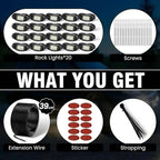 YONEDA 20 Pods White Rock Lights 6000K Pure White LED Underglow Lights IP68 Waterproof for Trucks SUV UTV ATV RZR Car Boats Motorcycle with 39.37ft Extension Wire