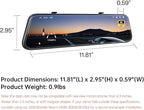 Pelsee P12 Pro 4K Mirror Dash Cam w/ADAS and BSD, 5.8GHz WiFi 20MB/s Download, Rear View Mirror Camera 4K Front and 1080P Rear, Voice Control, GPS, Color Night Vision, 12" Touch Screen,32G Memory Card