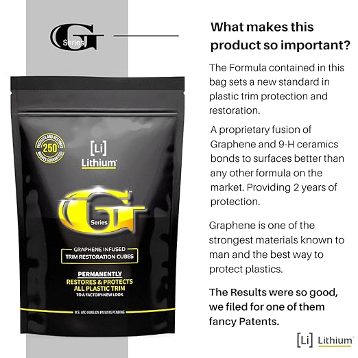 Lithium Plastic Trim Restoration Kit - Ceramic Graphene Infused Trim Cubes - Restores Even The Most Damaged Car Plastic Trim to Factory New Look - Last for 250 Washes Guaranteed