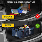 Seal Skin Covers Trunk Organizer for SUV, Car & Truck - Premium Heavy Duty & Collapsible with 3 Adjustable Size - Lightweight & Portable Storage Organizer - Easy to Use & Install in Any Vehicle - Blue