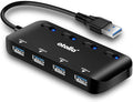 USB 3.0 Hub 4-Port with Individual Switches, Ultra-Slim High-Speed Data Expander, 5Gbps USB Splitter for Laptop, PC, Keyboard, Mouse, Flash Drive – LED Indicators, Plug & Play
