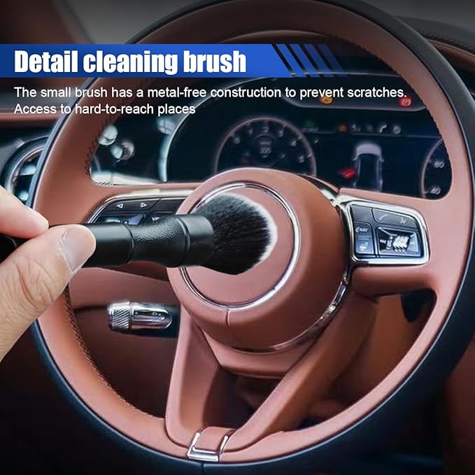 2PCS Car Detailing Brushes, Ultra Soft Bristles Dusting Brushes with Storage Rack, Curveball XL Synthetic Brushes, Covers Large Area Cleaning Tool for Inside or Outside Vehicles (Red)