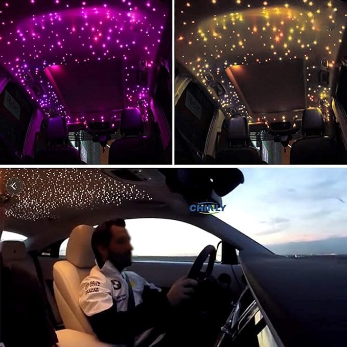 CHINLY Twinkle 650pcs 9.8ft 0.03in Starlight Headliner Fiber Optic Lights kit, Music Mode Bluetooth APP Control Remote, RGBW Star roof Lights for Star Headliner/Home Theater/Pool Ceiling