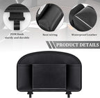 Car Back Seat Organizer, Leather 4-in-1 Seat Back Hanging Storage Bag with Tissue Box, 2 Cup Holder & Hook, Multi-Purpose Backseat Organizer Pocket for Hold Phone Drink, Universal Fit (Black)