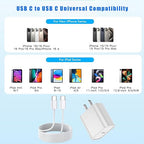 USB C Charger for iPhone 16 Fast Charging,2 Pack 20W Type C Apple Wall Charger Block with 2Pack 10 Foot Extra Long 60W USB C to C Cable Cord for iPhone 16/16Pro/15,iPad Pro 12.9/11,Air 5/4, Mini