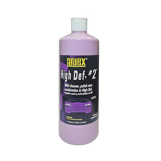 Ardex 4294 High Def #2 | All-in-One Cleaner, Polish & Wax – Scratch & Swirl Remover, Clear Coat Safe Paint Sealant – High Gloss Finish, Easy Application | 1 Quart | Made in USA