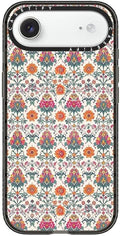 CASETiFY Impact iPhone Air Case [Slim/Compatible with Magsafe / 8.2 ft. 4X Military Grade Drop Protection] - Persian Floral - Orange - Clear Black