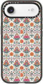 CASETiFY Impact iPhone Air Case [Slim/Compatible with Magsafe / 8.2 ft. 4X Military Grade Drop Protection] - Persian Floral - Orange - Clear Black