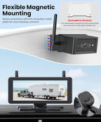 AUTO VOX Wireless Backup Camera Magnetic:Portable No Wiring 1 Min Install Trailer Hitch Camera,2-Channel HD 1080P Car Monitor & IR Night Vision Back Up Camera Systems for Truck,RV (7.2 inch)